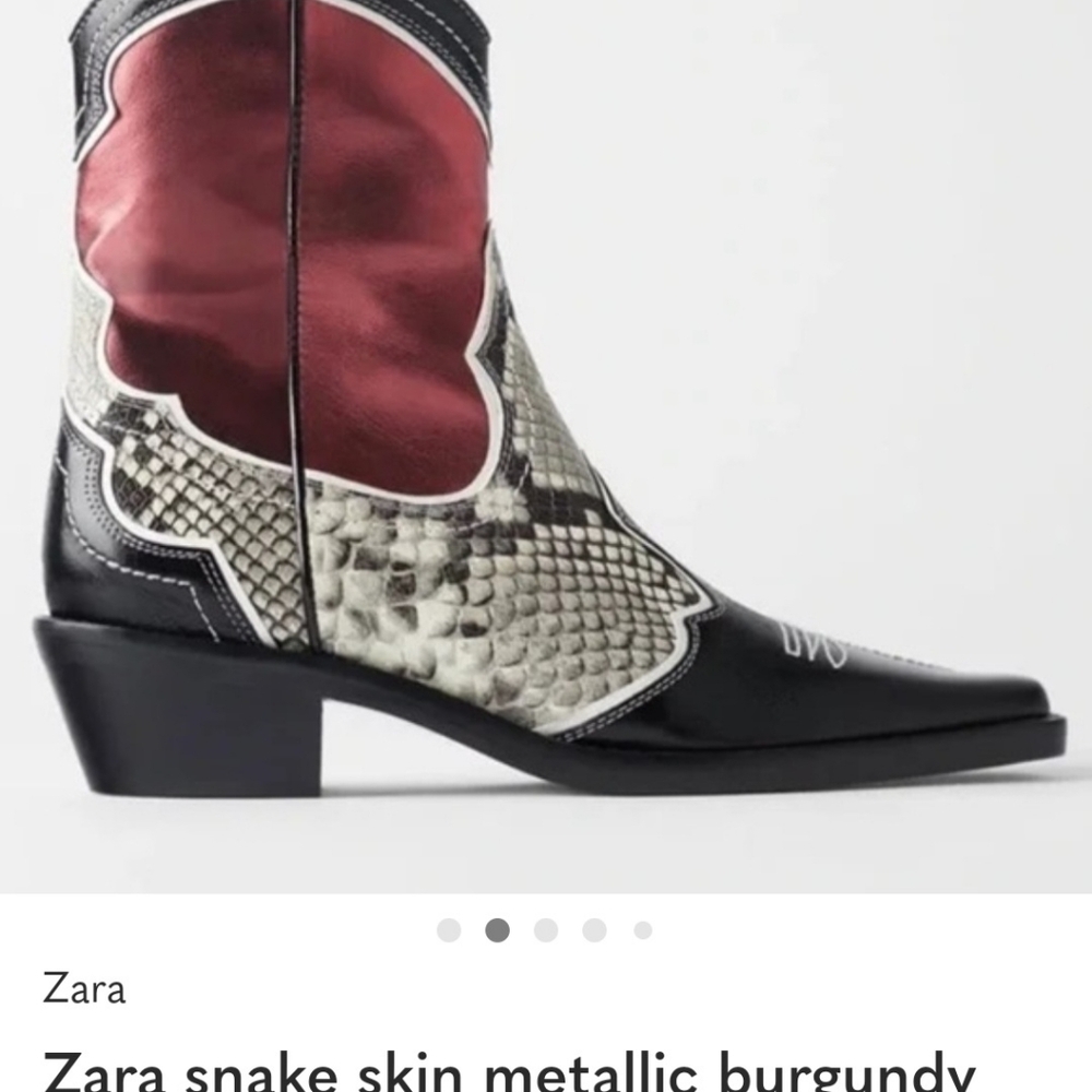 Zara Red, Black and Snake-Print Western Ankle Boots - Picture 4 of 6